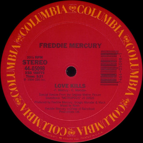 Freddie Mercury : Love Kills (12", Single)