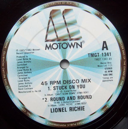 Lionel Richie : Stuck On You  (12", Single)