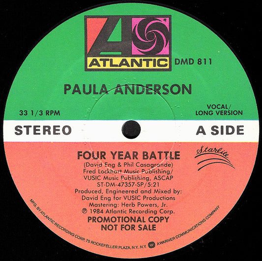 Paula Anderson : Four Year Battle (12", Promo)