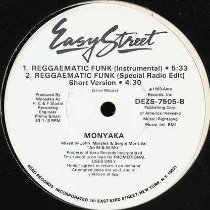Monyaka : Reggaematic Funk (12", Promo)