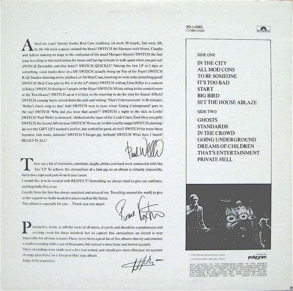 The Jam : Dig The New Breed (Live) (LP, Album)