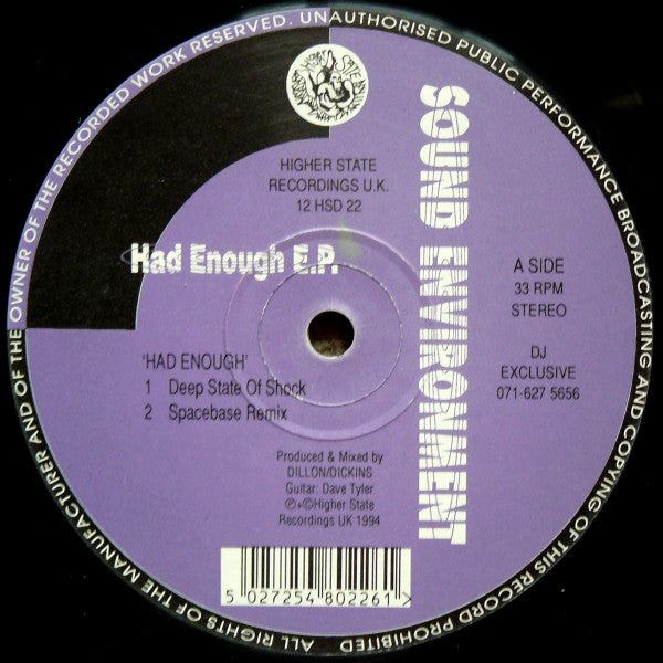 Sound Environment : Had Enough E.P. (12", EP)