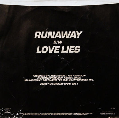 Bon Jovi : Runaway (7", Single, Styrene, 19 )