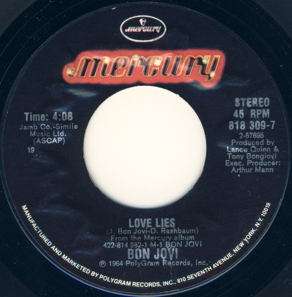 Bon Jovi : Runaway (7", Single, Styrene, 19 )