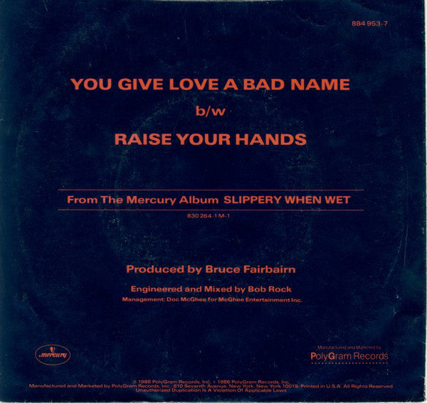 Bon Jovi : You Give Love A Bad Name (7", Single, 49)