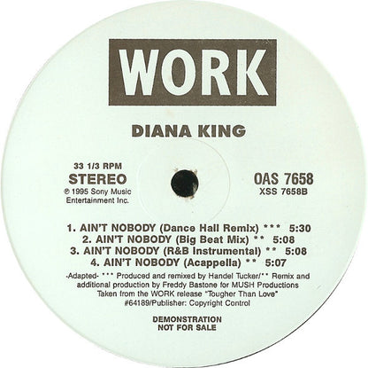 Diana King : Ain't Nobody (12", Promo)