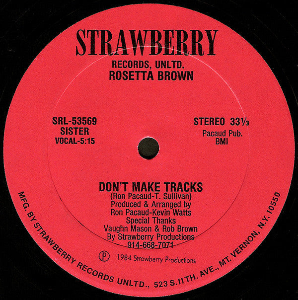 Rosetta Brown : Don't Make Tracks (12")