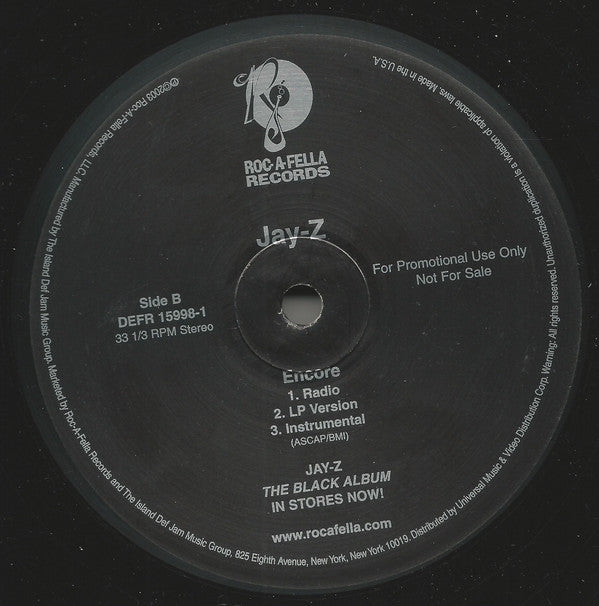 Jay-Z : Dirt Off Your Shoulder / Encore (12", Promo)