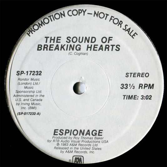 Espionage (4) : The Sound Of Breaking Hearts (12", Promo)