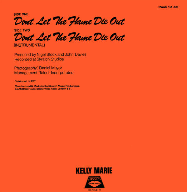 Kelly Marie : Don't Let The Flame Die Out (12")