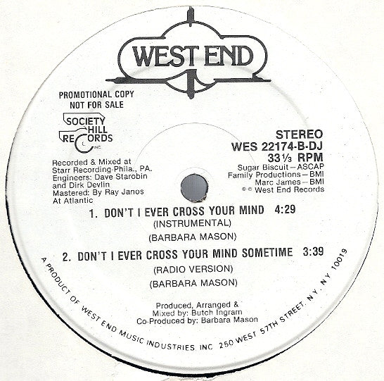 Barbara Mason : Don't I Ever Cross Your Mind (12", Promo)