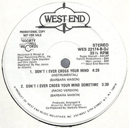 Barbara Mason : Don't I Ever Cross Your Mind (12", Promo)