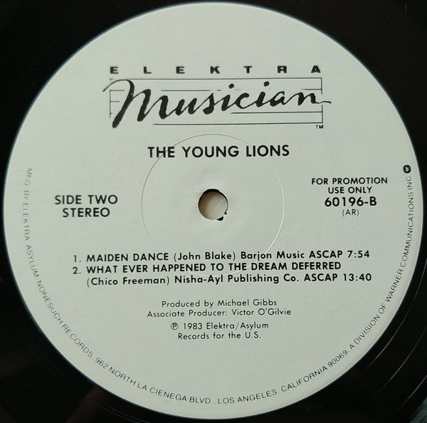 Various : The Young Lions (A Concert Of New Music Played By Seventeen Exceptional Young Musicians - The Kool Jazz Festival June 30, 1982) (2xLP, Album, Promo)