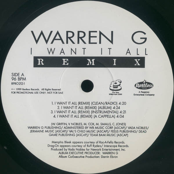 Warren G : I Want It All (Remix) / We Got That (12", Promo)