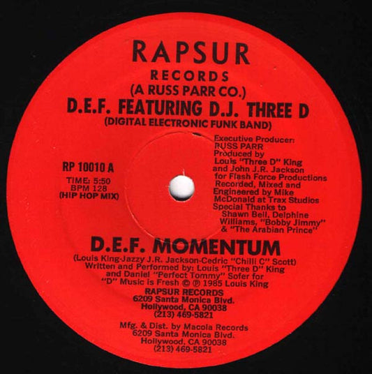 D.E.F. (4) Featuring DJ Three D : D.E.F. Momentum (12")