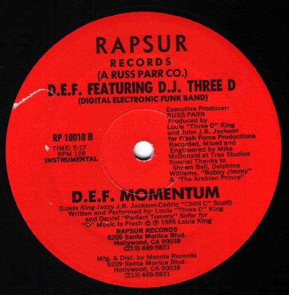 D.E.F. (4) Featuring DJ Three D : D.E.F. Momentum (12")