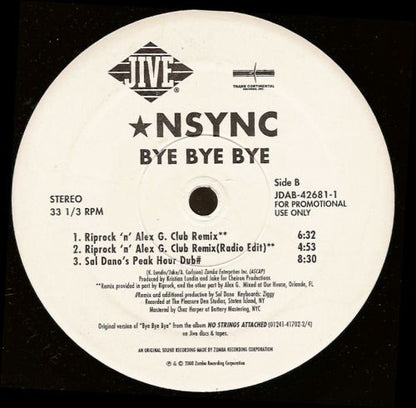 *NSYNC : Bye Bye Bye (The Remixes) (12", Promo)