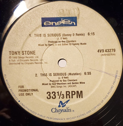Tony Stone : This Is Serious (12", Promo)