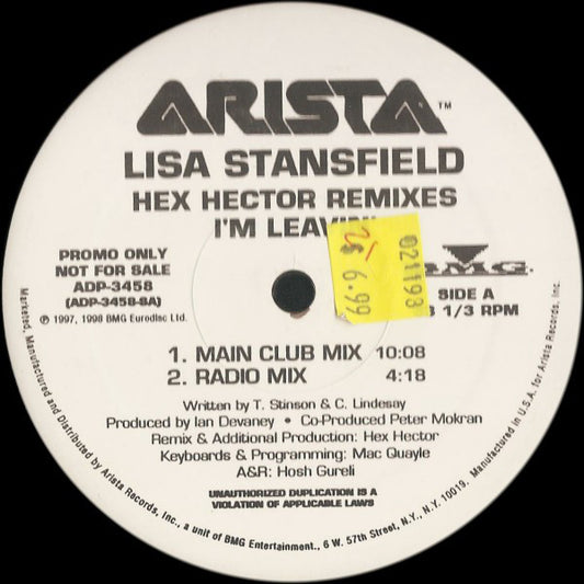Lisa Stansfield : I'm Leavin' (Hex Hector Remixes) (12", Promo)