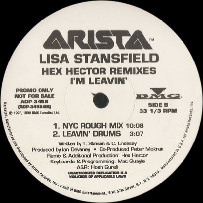 Lisa Stansfield : I'm Leavin' (Hex Hector Remixes) (12", Promo)