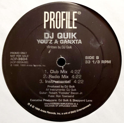 DJ Quik : Down, Down, Down (12", Single, Promo)