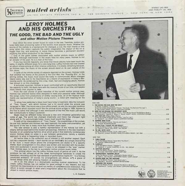LeRoy Holmes Orchestra : The Good, The Bad And The Ugly And Other Motion Picture Themes (LP, Album)