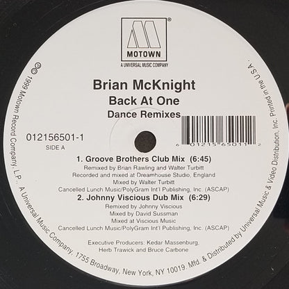 Brian McKnight : Back At One (Dance Remixes) (12")