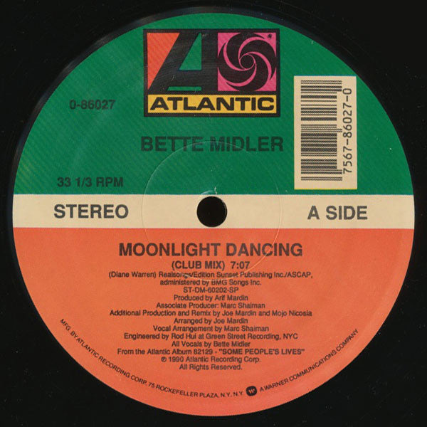 Bette Midler : Moonlight Dancing (12", Single)