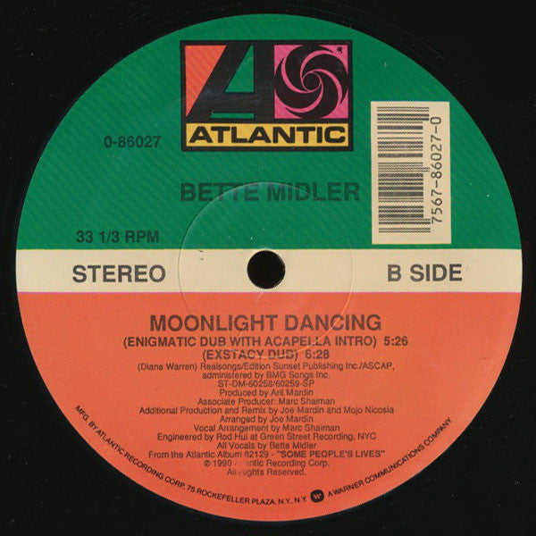 Bette Midler : Moonlight Dancing (12", Single)