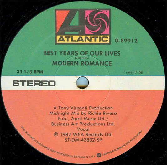 Modern Romance : Best Years Of Our Lives (12")