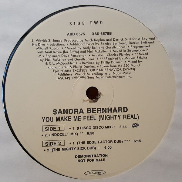 Sandra Bernhard : You Make Me Feel (Mighty Real) (12", Promo)