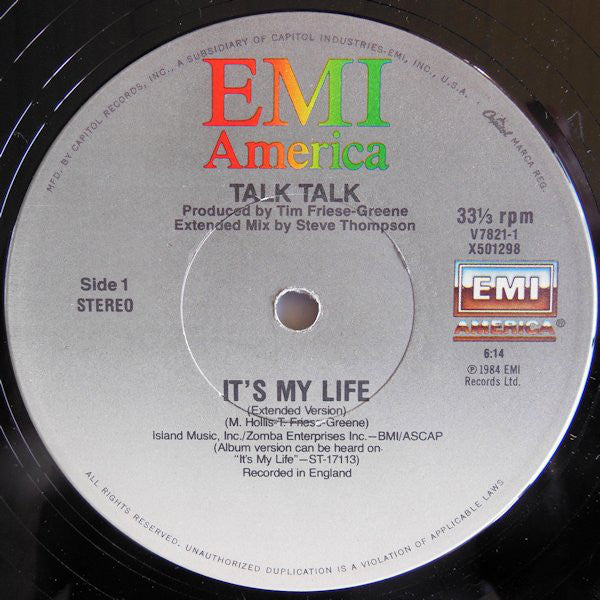 Talk Talk : It's My Life (Extended Version) (12", Single)