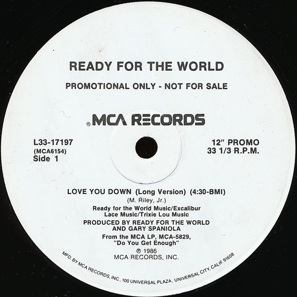 Ready For The World : Love You Down (12", Single, Promo)