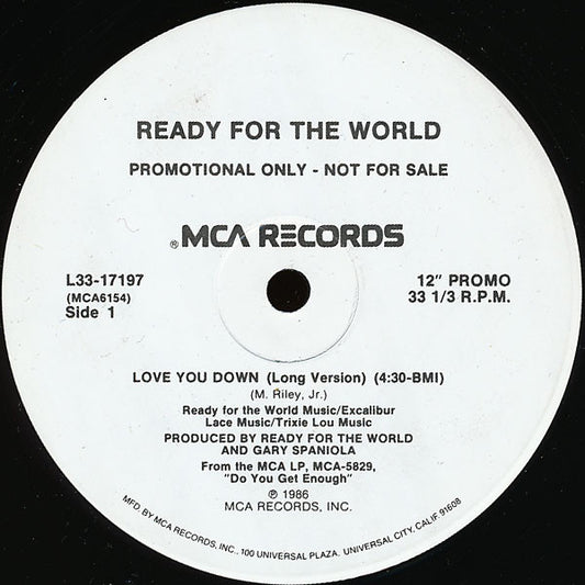 Ready For The World : Love You Down (12", Single, Promo)