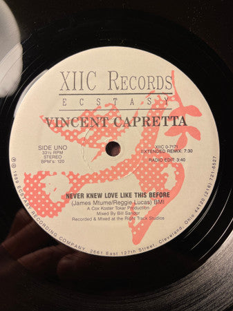 Vincent Capretta : Never Knew Love Like This Before (12", Single)