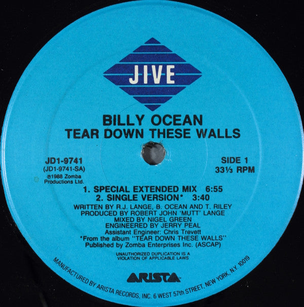 Billy Ocean : Tear Down These Walls (12")