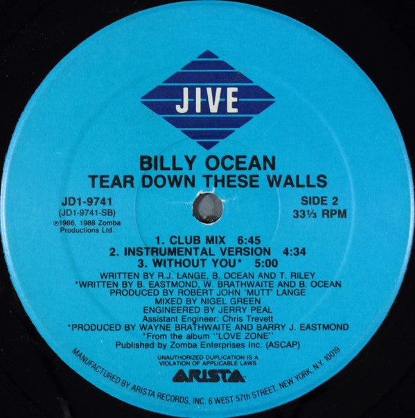 Billy Ocean : Tear Down These Walls (12")