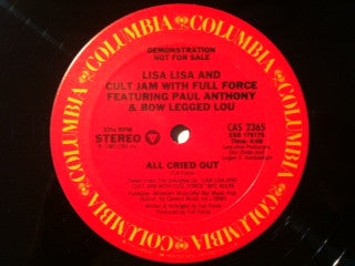 Lisa Lisa And Cult Jam* With Full Force : All Cried Out (12", Promo)