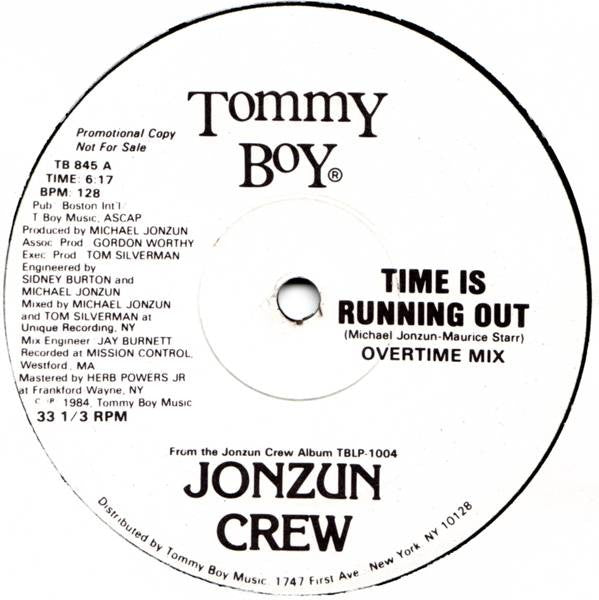 The Jonzun Crew : Time Is Running Out (12", Promo)