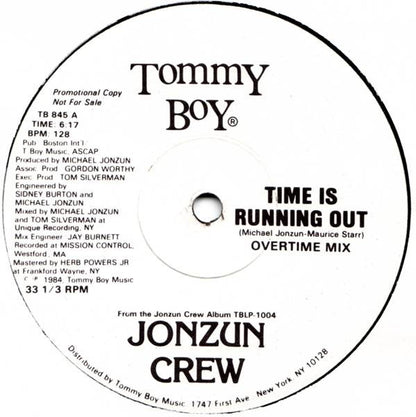 The Jonzun Crew : Time Is Running Out (12", Promo)