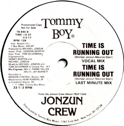 The Jonzun Crew : Time Is Running Out (12", Promo)