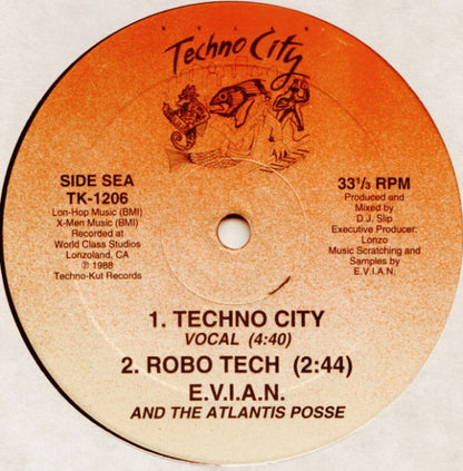 E.V.I.A.N. And The Atlantis Posse : Techno City (12", RP)