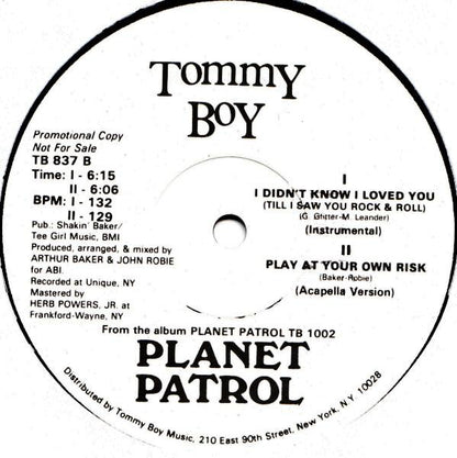 Planet Patrol : I Didn't Know I Loved You (Till I Saw You Rock & Roll) (12", Promo)