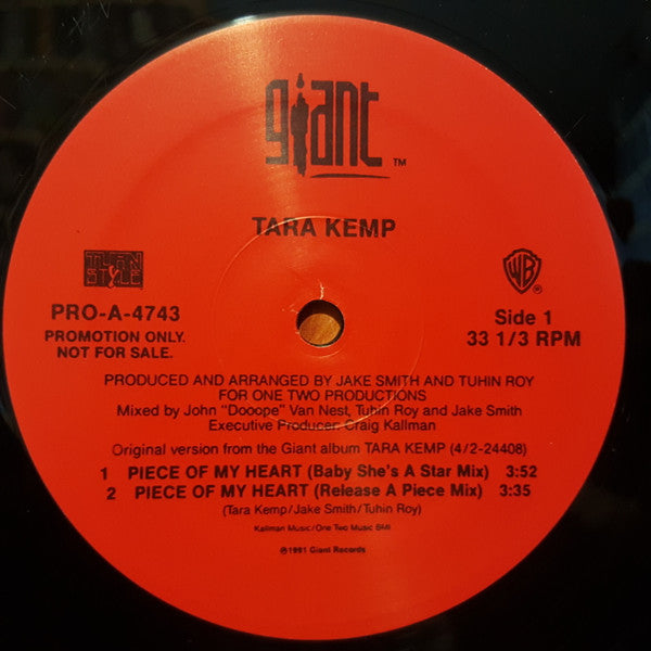 Tara Kemp : Piece Of My Heart (12", Promo)