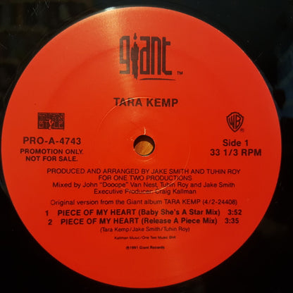 Tara Kemp : Piece Of My Heart (12", Promo)
