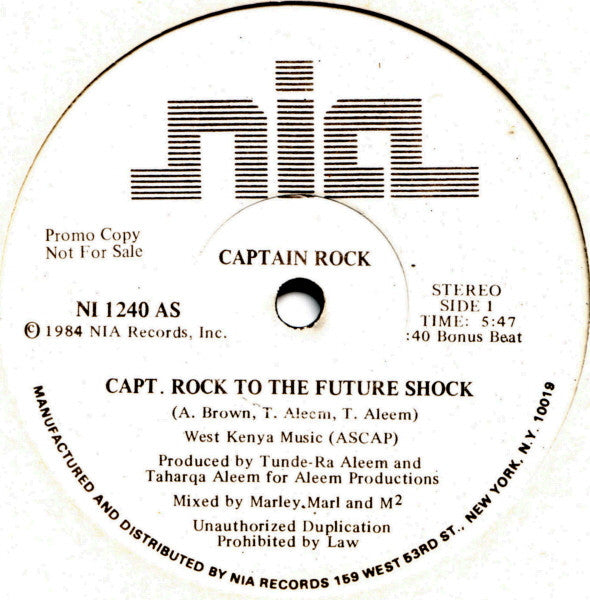 Captain Rock : Capt. Rock To The Future Shock (12", Promo)