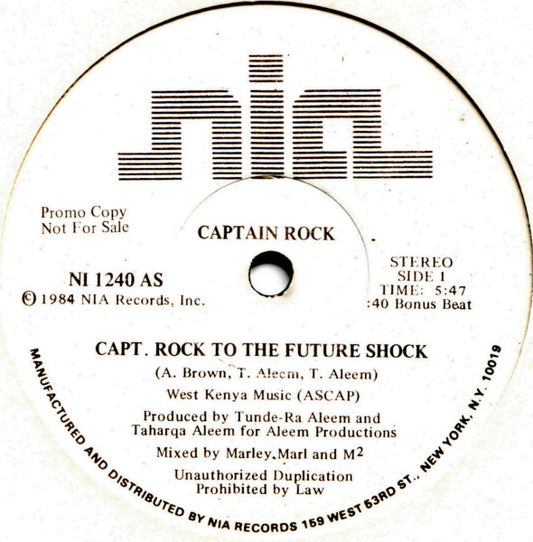 Captain Rock : Capt. Rock To The Future Shock (12", Promo)