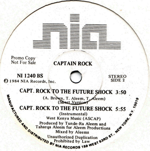Captain Rock : Capt. Rock To The Future Shock (12", Promo)