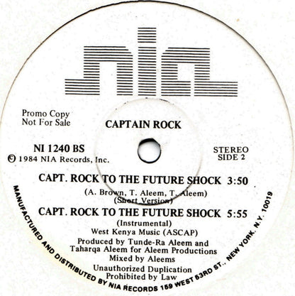 Captain Rock : Capt. Rock To The Future Shock (12", Promo)