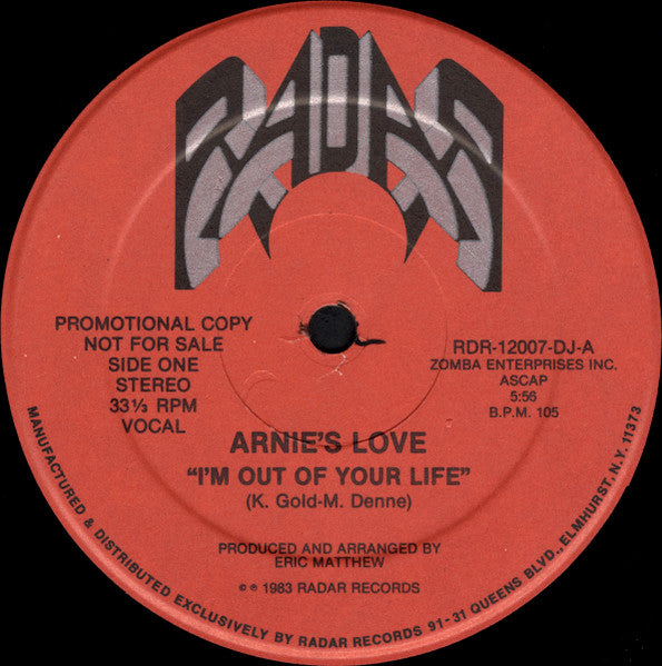 Arnie's Love : I'm Out Of Your Life (12", Promo)